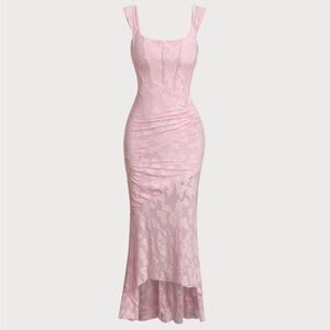 RIHOAS Pink High Low Lace Dress